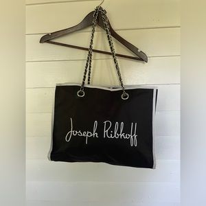 Black/White Joseph Ribkoff Metal Handle Tote Bag